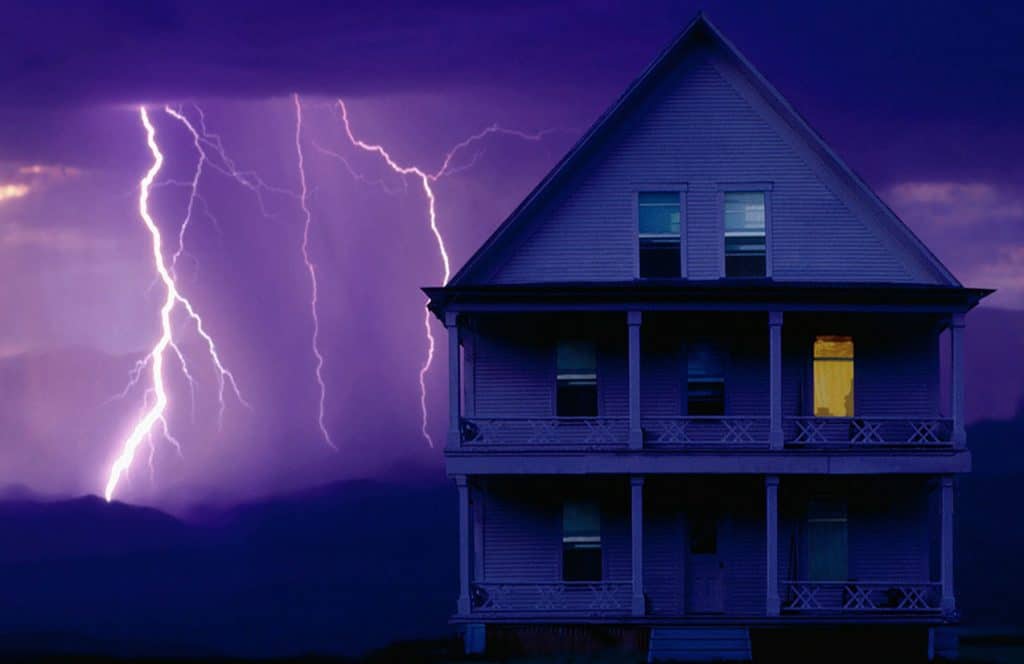 Lightning striking behind home, possibly triggering emergency maintenance