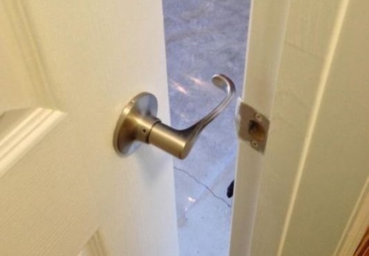 diy home improvement project gone bad- poorly installed door handle