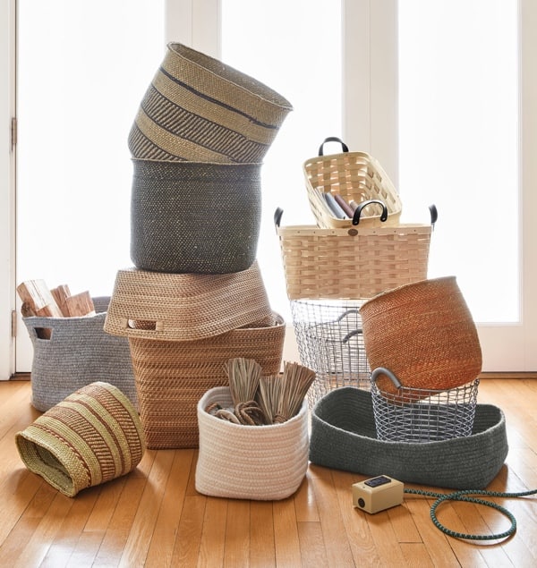 wool cable knit baskets