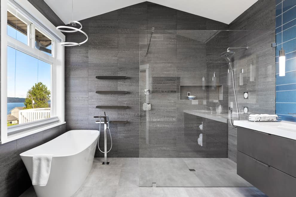 Clean and contemporary Mukilteo master bath