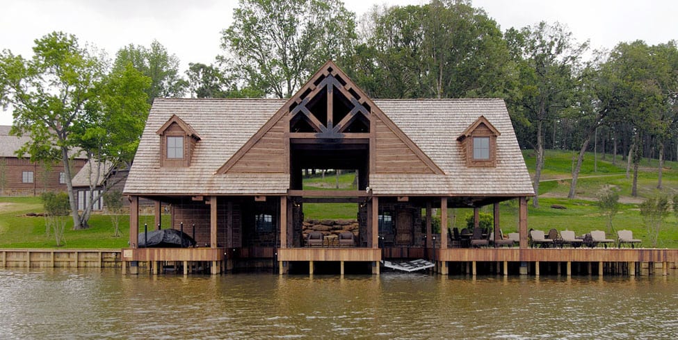 Wood truss boathouse