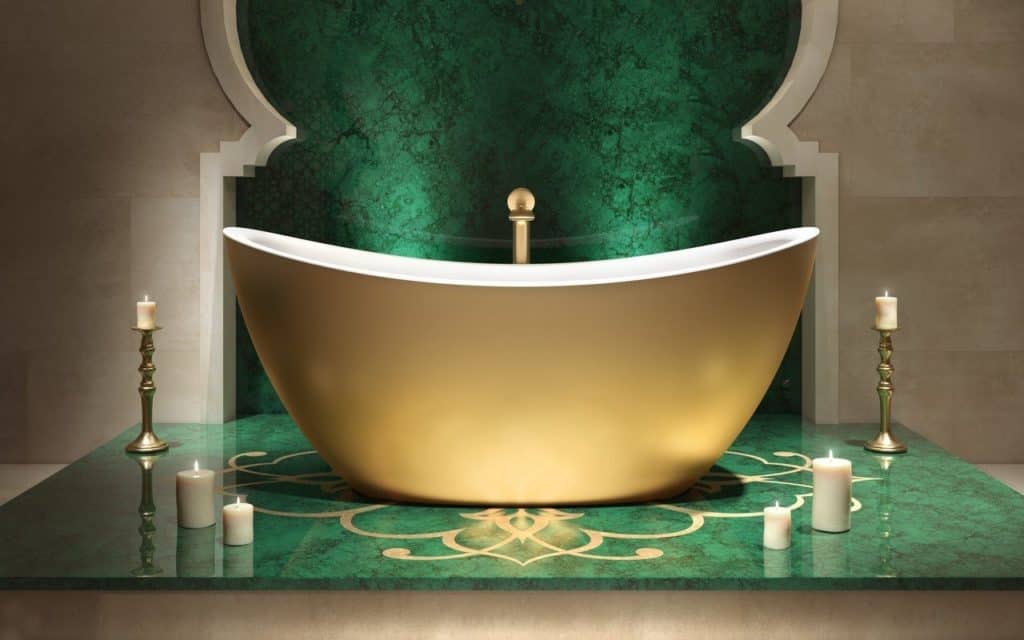 Freestanding tub with candles